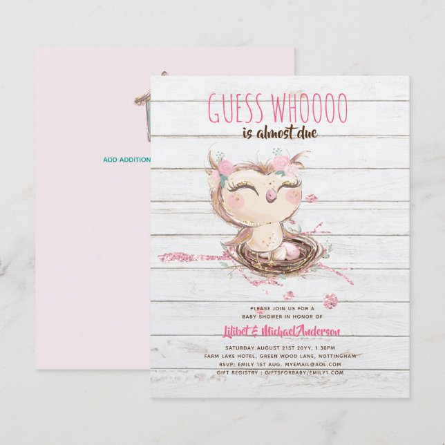 Lilibet Owl Baby Chá (Frente/Verso)