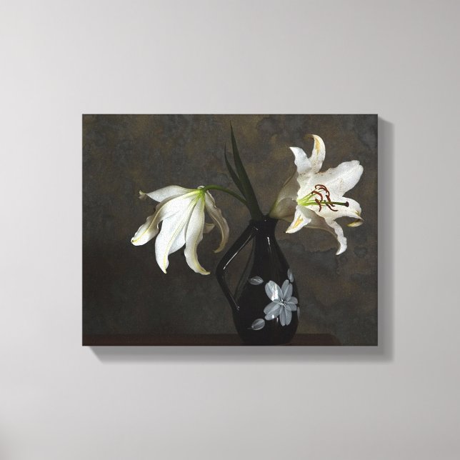 Lillies em uma impressão de canvas de vaso (Frente)
