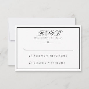 Lily - Cartão de Resposta RSVP Monocromático Elega
