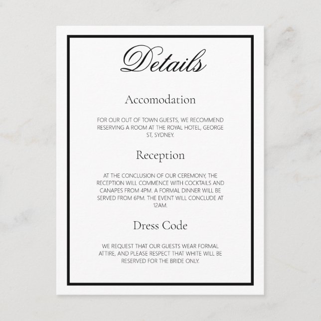 Lily - Cartão Elegante Monocromático para Casament (Frente)