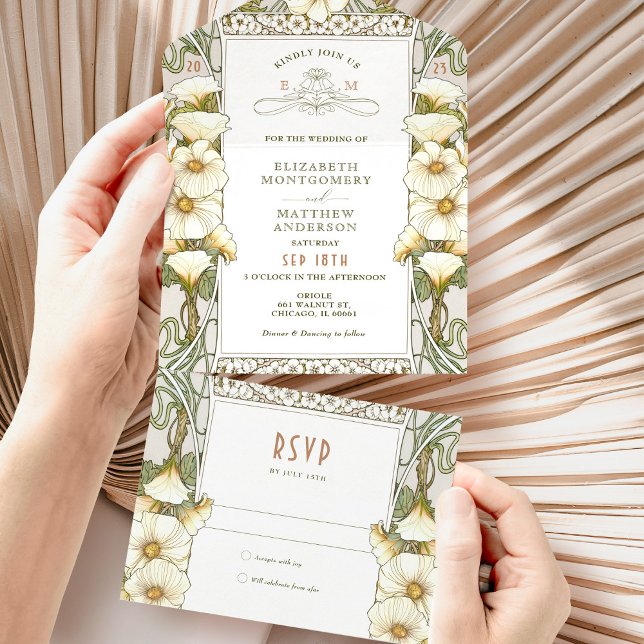 Lily Casamento vintage All in One Convite Mucha (Criador carregado)