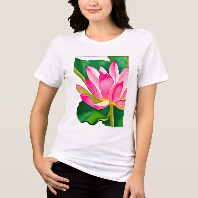 Lily de Água Rosa Grande com Folhas Verde Esmerald (Frente)