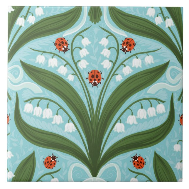 Lily do vale e a simetria de joias em verde. (Frente)