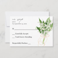 Lily do Vale White Floral no Meal RSVP