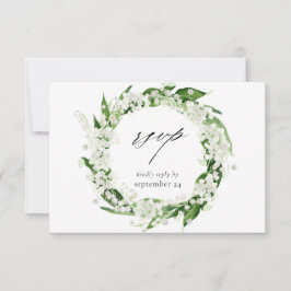 Lily do vale White Floral w Meal RSVP Card