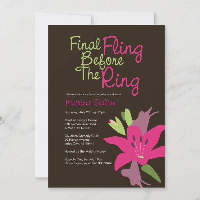 Lily Final Fling Rosa Antes do Convite para Anel (Frente)