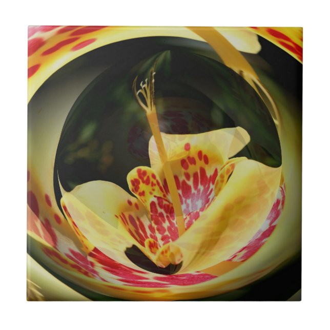 Lily Floral Abstrato Art Amarelo (Frente)