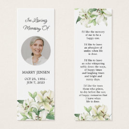 Lily Floral Photo Funeral Memorial Bookmark