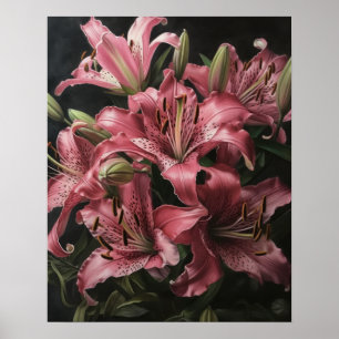 Lily Flores Rosa Impressão