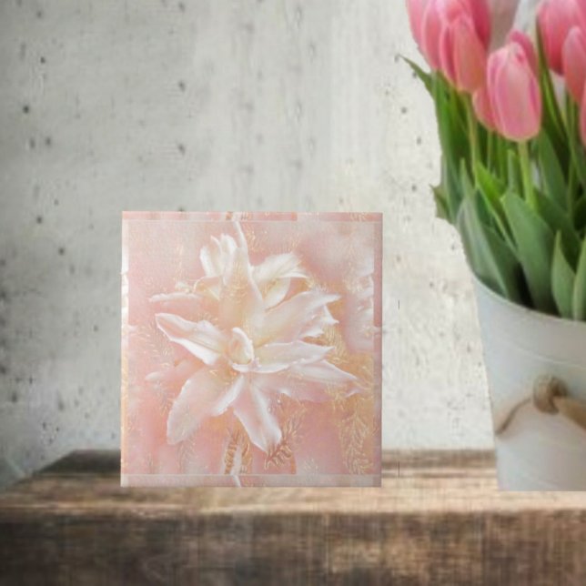 Lily In Pink Fantasy (Decorate your home with these decorative, Pink Fantasy Lily Ceramic Tiles!)