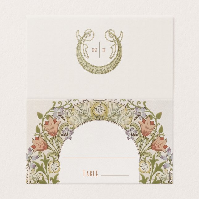 Lily Name Cards Wedding Mesa Vintage (Exterior Desdobrado)