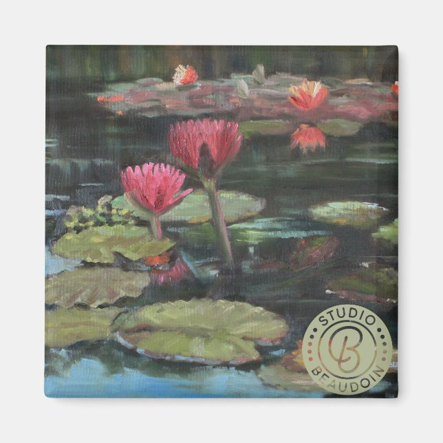 Lily rosa com verde escuro — Imã de geladeira (Frente)