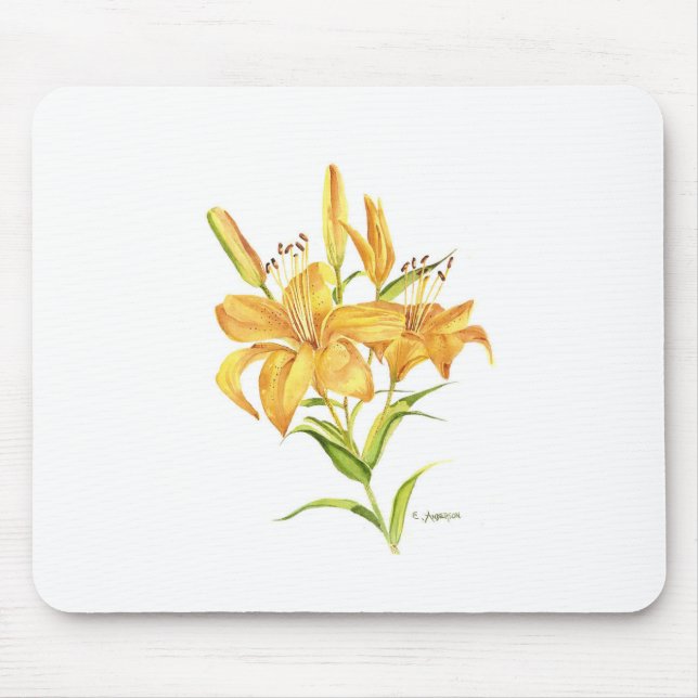 lily watercolor do tigre do mouse pad (Frente)