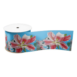 Lily Watercolor Vermelha, Flórida Oriental Satin R