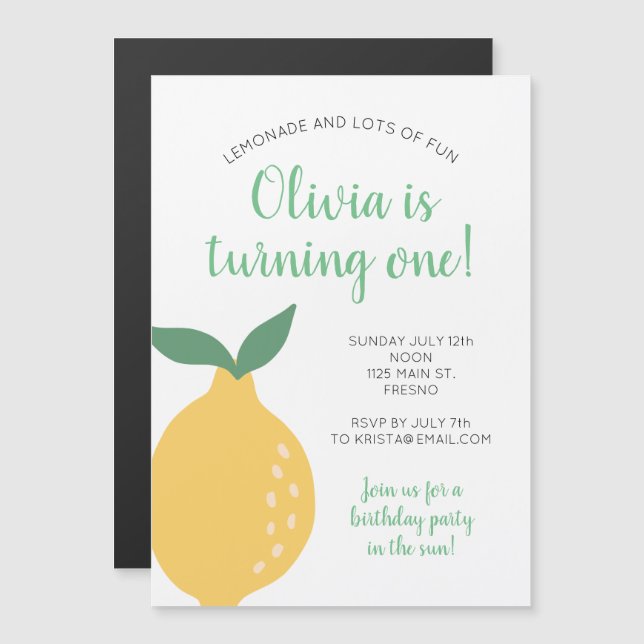 Limão Amarelo Primeiro Aniversário A Virar Um Aniv (Frente/Verso)