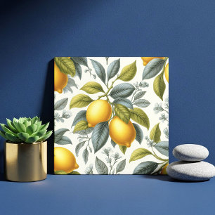 Limão Amarelo Vibrante e Botânico Aquarela Azul