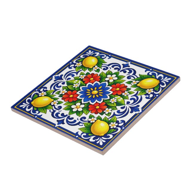 🍋 Limão Azul Bloom — Azulejo Mediterrâneo (Lateral)
