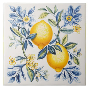 Limão,azulejos azuis,azulejos Sicilianos,Azulejo c