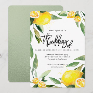 Limão boémio e folhas que Wedding o convite