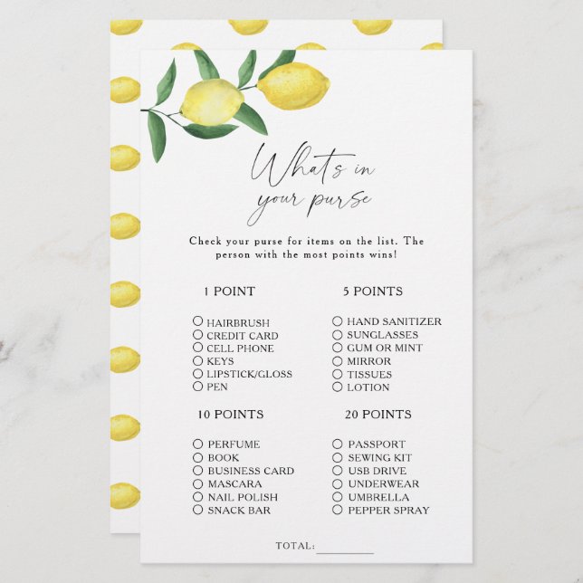 Limão de Citros - O que há no seu jogo de bolsa (Frente/Verso)