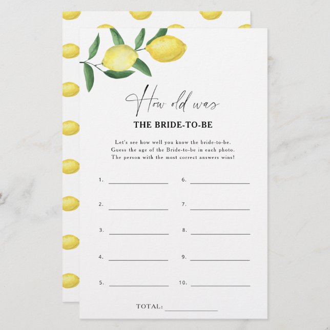 Limão de Citrus - Quantos anos a noiva tinha para  (Frente/Verso)