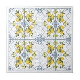 Limão de Country Francês em Aquarela Azul