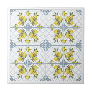 Limão de Country Francês em Aquarela Azul