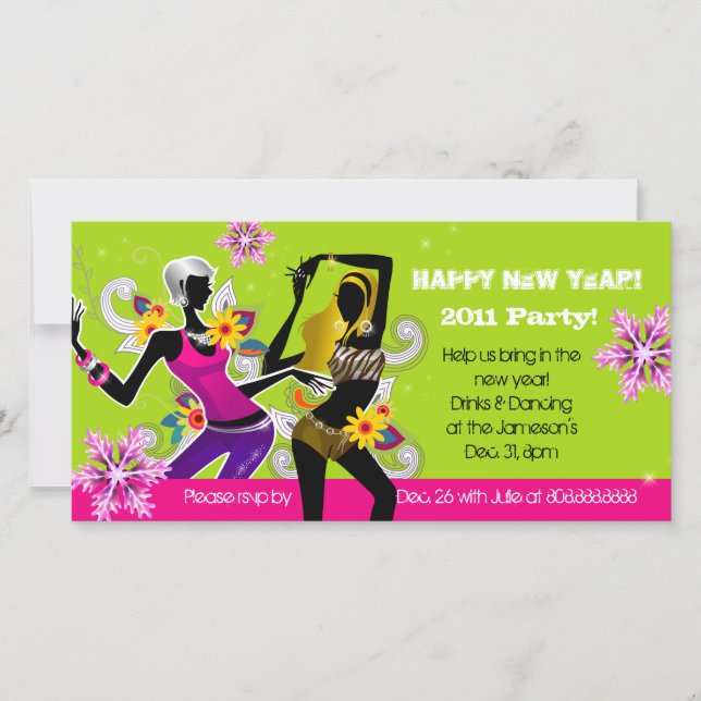 Limão de dança do Cartão com fotos de Ano Novo (Frente)