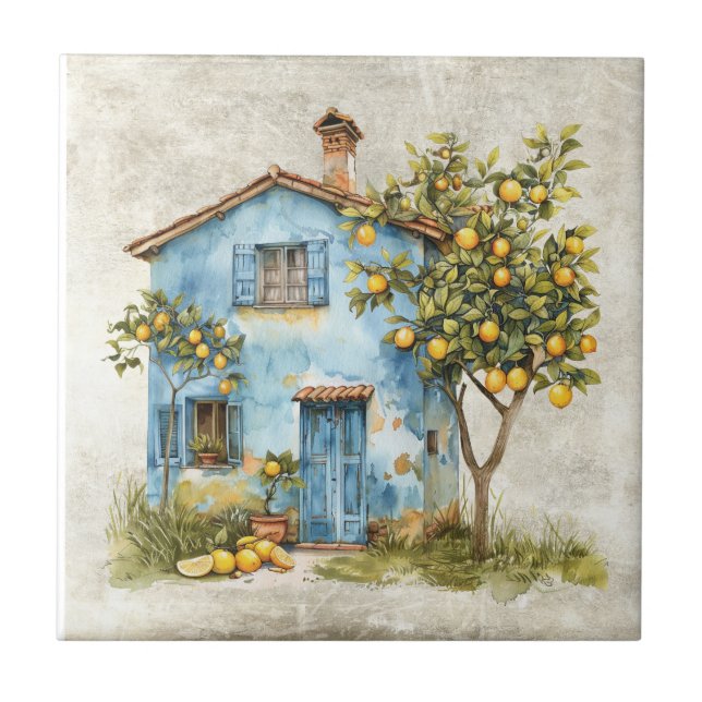 Limão Rústico Azulejo Cerâmico Shabby Chic Cottage (Frente)