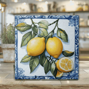 Limão Siciliano Vintage com Borda Azul