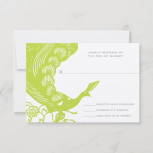 Limão Vintage Modern Peacock Wedding RSVP