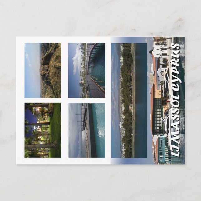 Limassol chipre - cartão postal cidade urbana noit (Frente)