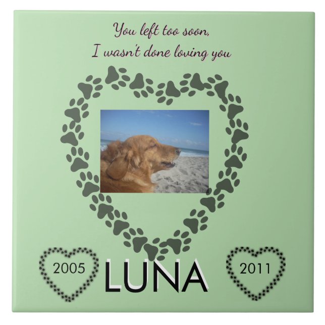 Lime Green Pawprint Heart Memorial (Frente)