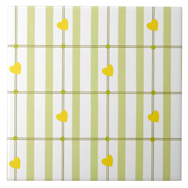 Lime Green Stripe and Yellow Hearts  (Frente)