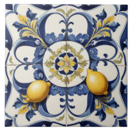 Limões cerâmicos italianos Azulejo branco azul