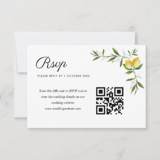 limões de aquarela casamento floral código QR rsvp