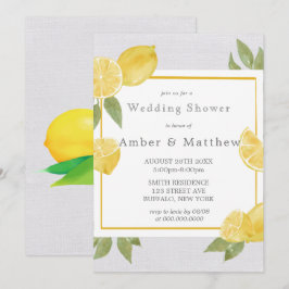 Limões e Chá de casamento de Linen Watercolor