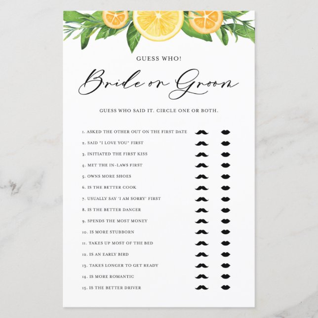 Limões e Laranjas, Disse Que Disse Noiva ou Noiva (Frente)