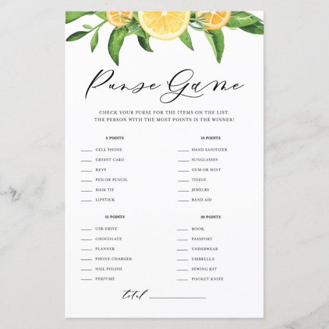 Limões e Laranjas O que há no seu jogo de Chá (Frente)