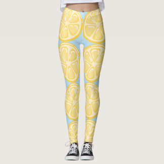Limões em Leggings de fundo azul pálido
