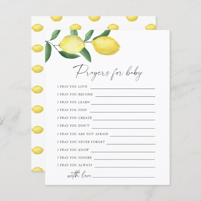 Limões - Jogo de festas | preces para jogos de beb (Frente/Verso)