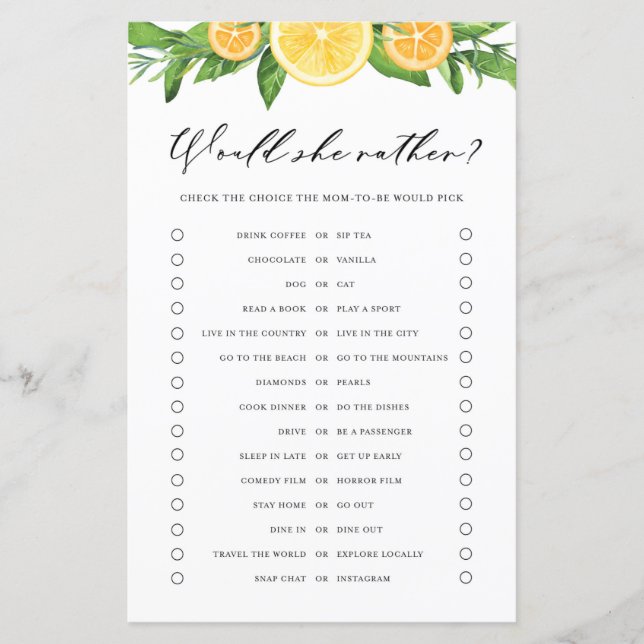 Limões Laranjas Ela Preferencialmente Jogo de Chá  (Frente)