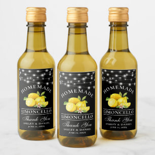 Limões Limoncello Luz Preto Mini Rótulo de Frasc
