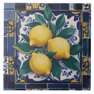 Limões Mediterrâneo Azul Escuro e Amarelo Dourado
