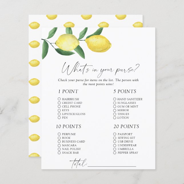 Limões - O que há no seu jogo de bolsa (Frente/Verso)