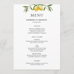 limões pintados menu de casamento folhagem verde