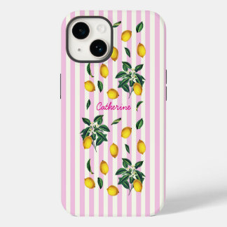 Limões Vintage Mediterrâneo Listras Rosa Nome