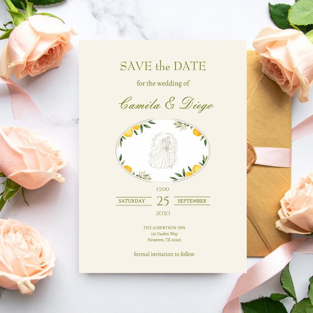 Limon Botânico Oliva Casamento Save the Date (Criador carregado)