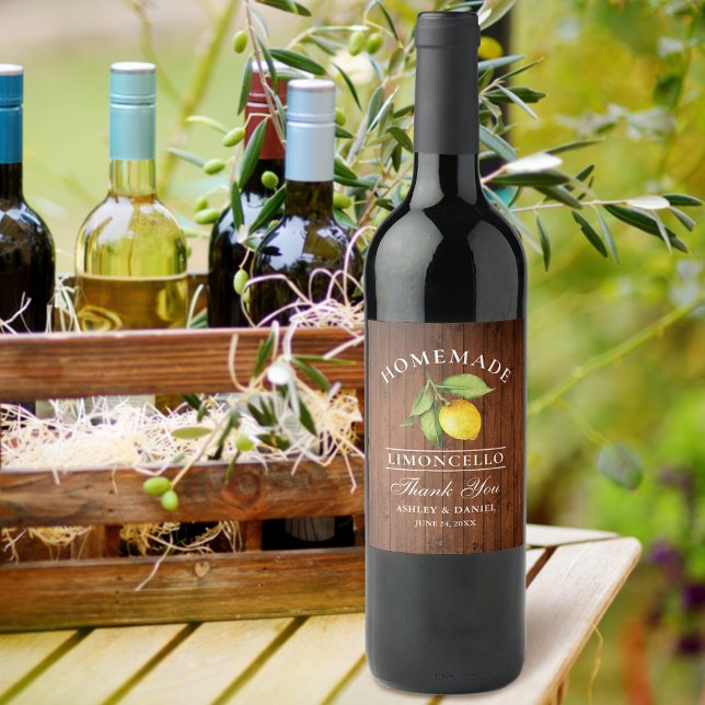 Limon Wood Limoncello Obrigados Rótulos de Frasco (Customize to change text size or text style.)