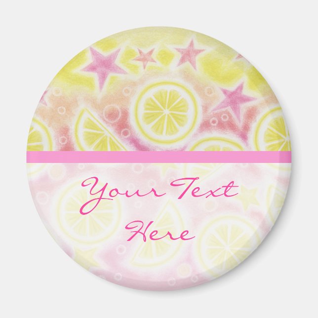 Limonada rosa, faixa de imã de geladeira 'Seu Text (Frente)
